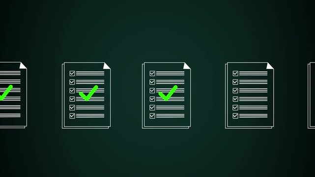 Document management concept, Artificial intelligence, check electronic documents on digital documents on virtual screen on dark cyan background animation.