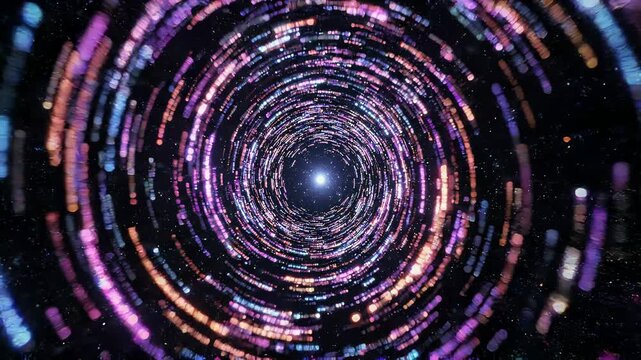 中心を軸にゆっくりと円を描く星の軌跡