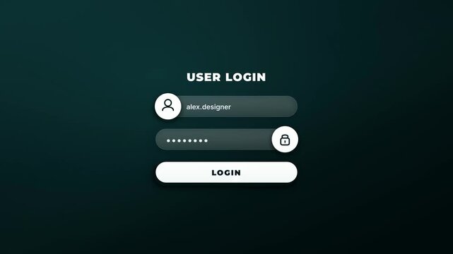 User login interface form with username password fields and button on dark background