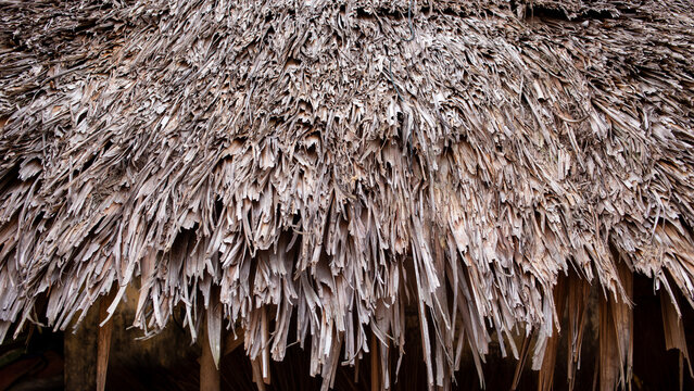 Traditional thatched roof texture background.