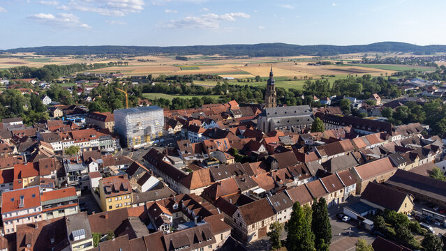 aerial view of Bad K&ouml;nigshofen im Grabfeld  in franconia bavaria germany