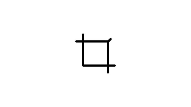 Animated Video Crop Tool Icon with Corner Handle, Looped Intersecting Motion Graphics, White Background Light Mode Transform Grid Post Production Asset