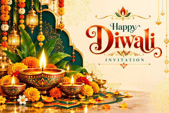 Diwali festival invitation card 