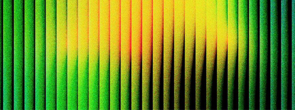 Abstract colourful vertical neon stripes with vibrant cyan green yellow and red gradients, glowing blurred light pattern with dark shadows for modern digital background, wallpaper and graphic design