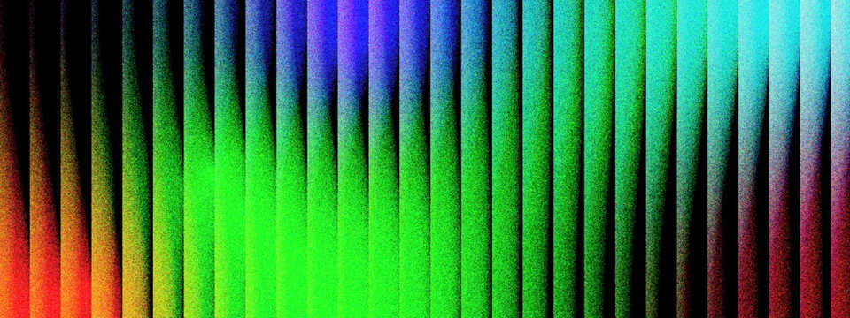 Abstract colourful vertical neon stripes with vibrant cyan green yellow and red gradients, glowing blurred light pattern with dark shadows for modern digital background, wallpaper and graphic design