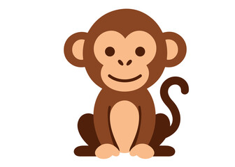 Cute monkey illustration isolated on transparent background, flat vector character design for children © Mohammad