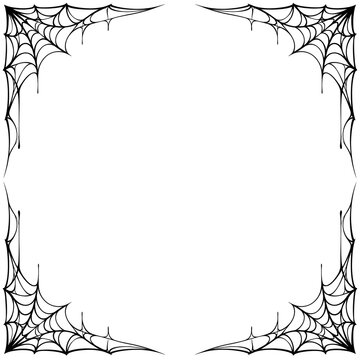 Halloween spider web corner borders, decorative spooky web elements for invitations and party flyers vector