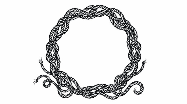 The Swaying black nautical rope border vector For round text frames.