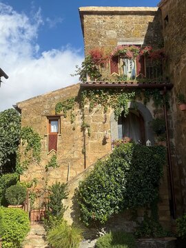 Traditional house at Civita di Bagnoregio, an outlying village of the municipality of Bagnoregio in the Province of Viterbo, Italy