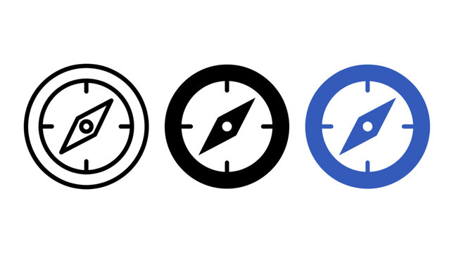 Three variations of navigation compass icons