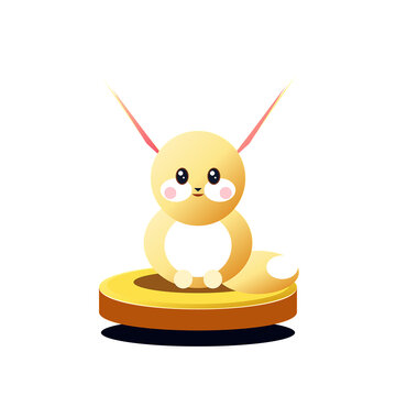 Cute 3D Cartoon Baby Fennec Fox On Desert Sand Dune Diorama Cutout