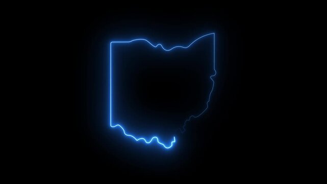 This video neon glowing color red Ohio map animated. Ohio map icon animation with a neon effect. 4k video animation