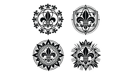 Vintage heraldic fleur de lis royal emblem set for branding © Abdul