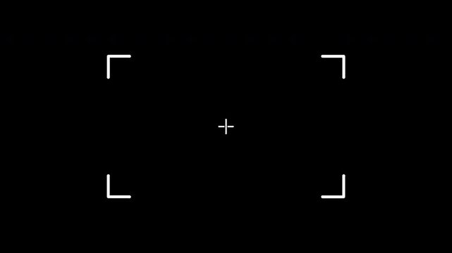 White focus brackets viewfinder frame closing in, transparent overlay