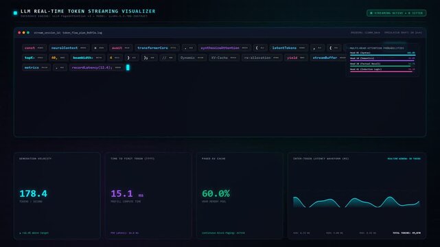 LLM real-time token streaming visualizer dashboard analytics