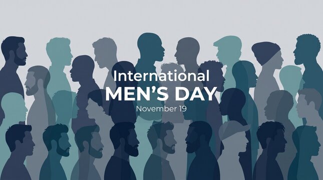 International men's day illustration with diverse silhouettes