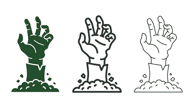 Zombie hands rising from grave isolated on transparent background in
