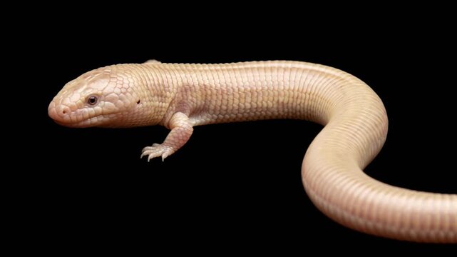 mexican mole lizard isolated on black background from baja california mexico close up video