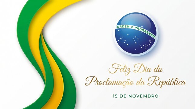 Brazil republic day celebration design with globe and colors
