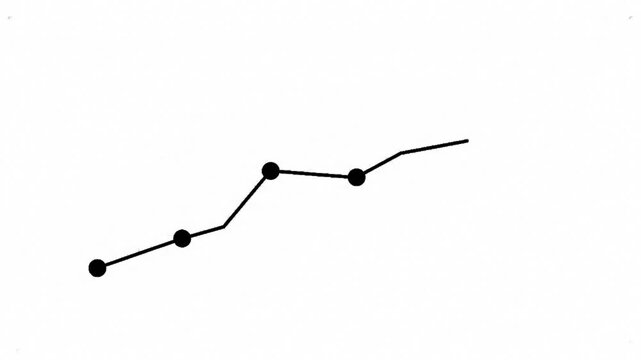 Rising growth line chart icon vector illustration with data points showing upward financial or business trend, black silhouette isolated on white background.