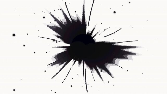 ink splash splatter blot stain spreading organically with watercolor grunge texture on isolated background