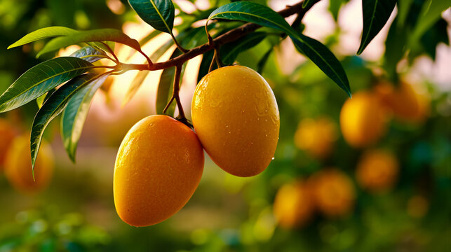 A close-up photograph of a cluster of ripe oranges hanging from a tree with the focus on the vibrant color and texture of the fruit
