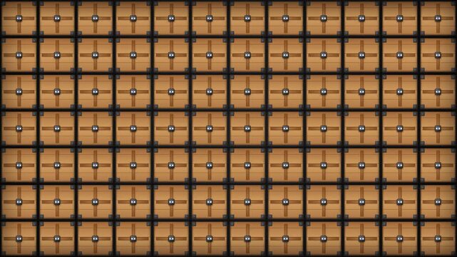 A Vast Grid Of Identical Wooden Crates Creates A Repeating Geometric Pattern With Brown Tones