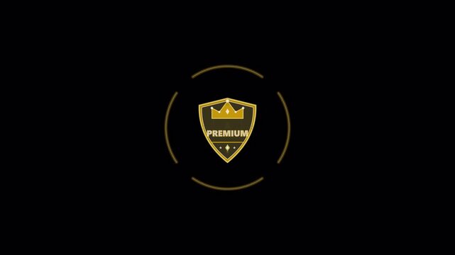 Gold membership premium badges with shield and crown animation. 4k