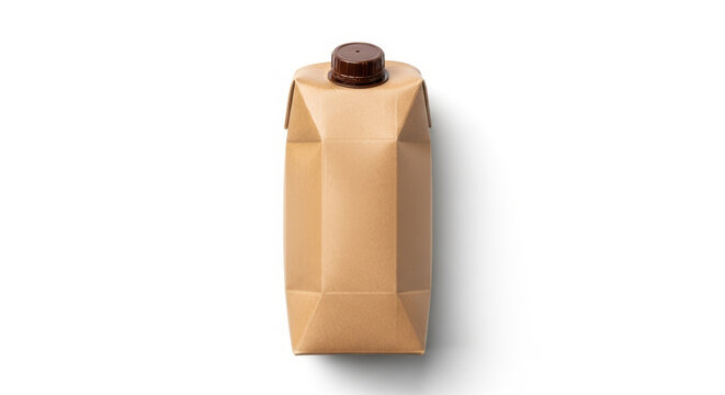Brown paper bag with cork stopper on light background