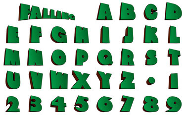 Falling 3D green postcard alphabet set © SIBPOP