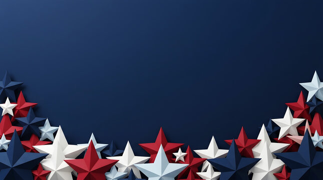 Patriotic stars and stripes background with a dark navy blue color scheme
