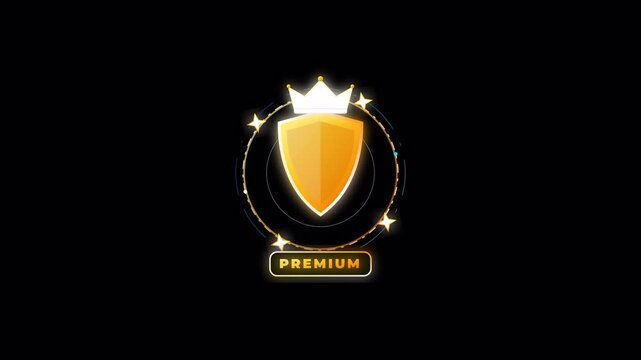 Gold membership premium badges with crown icons on alpha channel. 