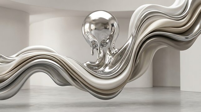 Modern Abstract Silver Wave Design Element.