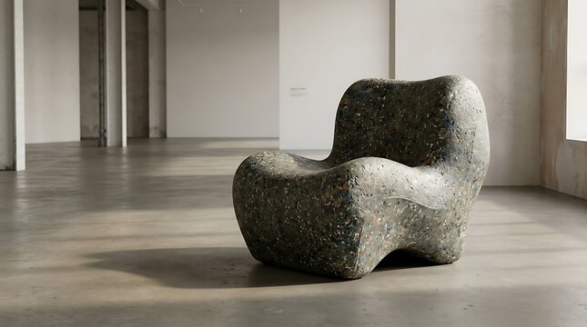 Modern Abstract Stone Chaise Lounge Interior.