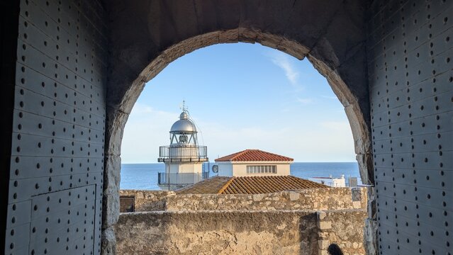 Pe&ntilde;&iacute;scola lighthouse seen from the castle