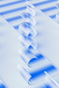 Minimal Blue Ribbon Loops 3D Render