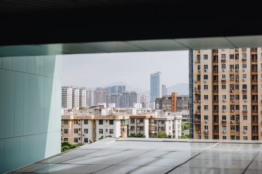 Urban Residential Buildings Framed by Modern Architecture