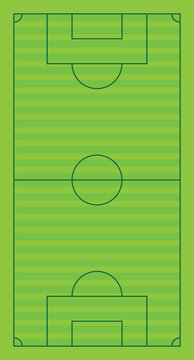 Bright green soccer field illustration with precise white pitch markings and a simple overhead view. Perfect for football tactics, match analysis, sports schedules, tournament posters, coaching presen
