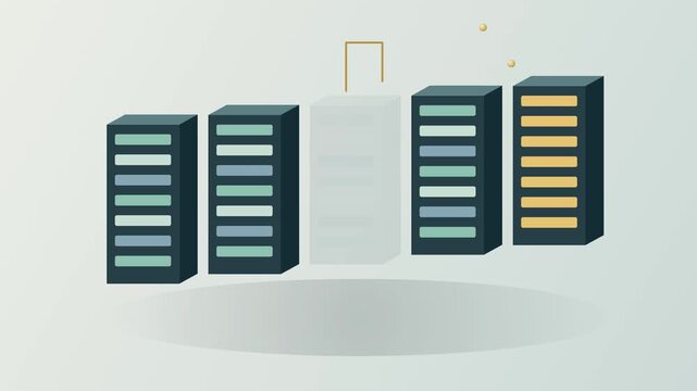 Isometric server rack growth chart isolated on transparent background for data center and cloud computing cutout network infrastructure technology hosting information storage hardware business room