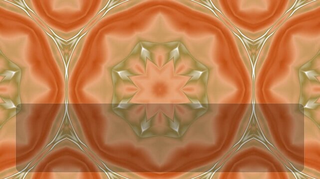 Vibrant orange and beige abstract kaleidoscope pattern with symmetrical geometric shapes.