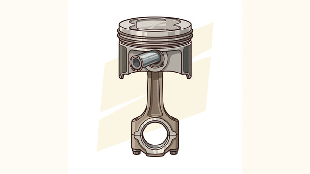 Engine piston with connecting rod in a mechanical vector illustration design