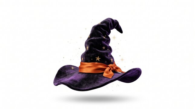 Halloween Witch Hat Isolated on White Background &ndash; Spooky Magical Costume Design Element in 2K