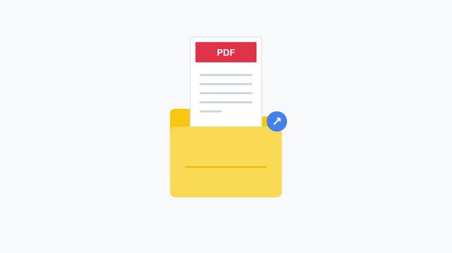 Digital file storage management file directory icon and office productivity document extraction process. 4k animation