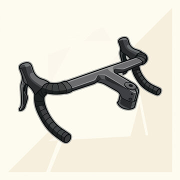 Bicycle handlebar with drop bar shape and brake lever in modern minimalist vector style