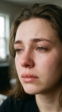 Sad Vulnerable Face with Teary Eyes and Quivering Lip