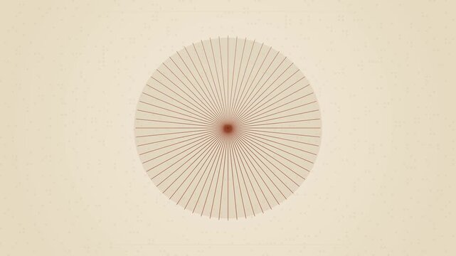 Minimalist Geometric Animation Showing Lines Radiating From A Central Red Point Inside A Circle