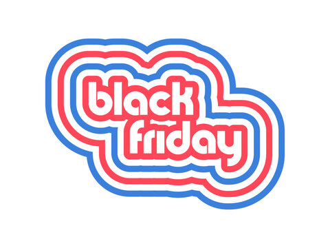 Retro Black Friday lettering with red and blue concentric outlines
