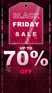 Vertical magenta discount banner template for black friday promotional sale