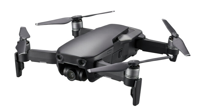 Advanced black quadcopter drone with camera and foldable wings
