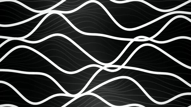 White flowing lines undulating seamless loop motion background